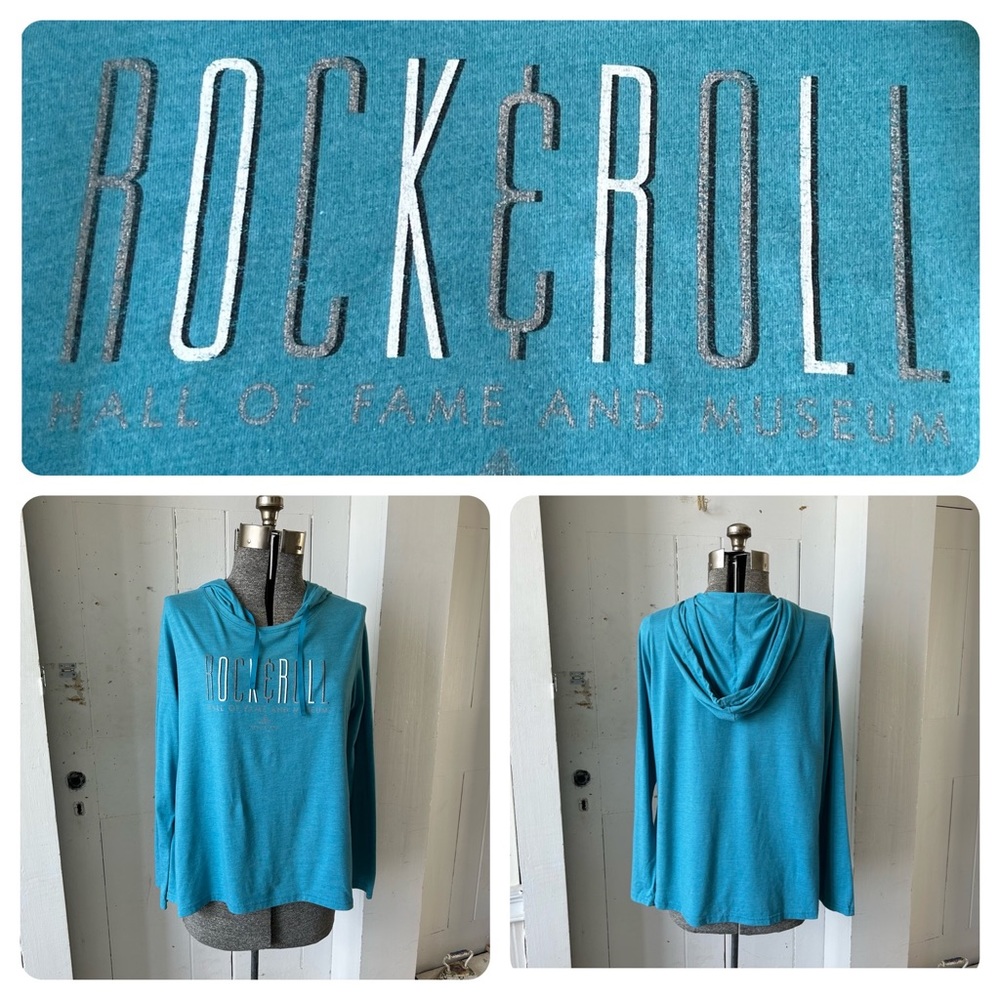 Rock & Roll Hall of Fame Graphic Hooded Long Sleeve Tee Top T Shirt
